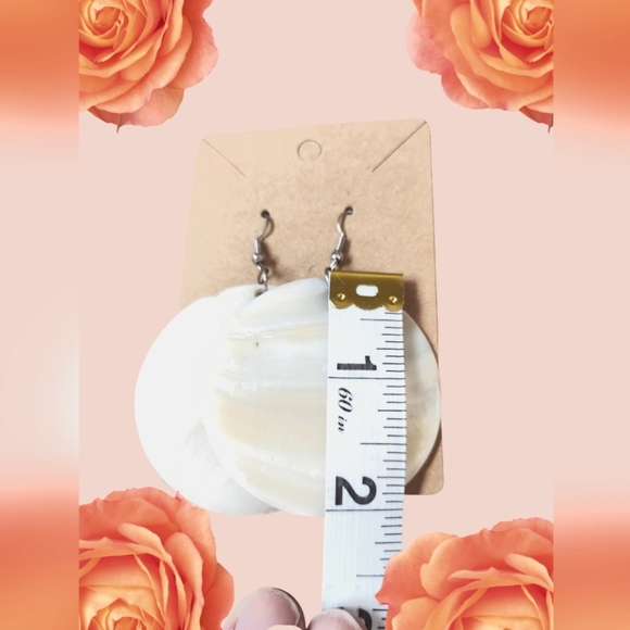 Genuine Shell Mother of Pearl Disk Earrings - Picture 2 of 3